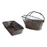 Silver metal basket and bottle holder