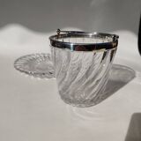 Ice bucket and its plate in Baccarat crystal, bamboo model.
