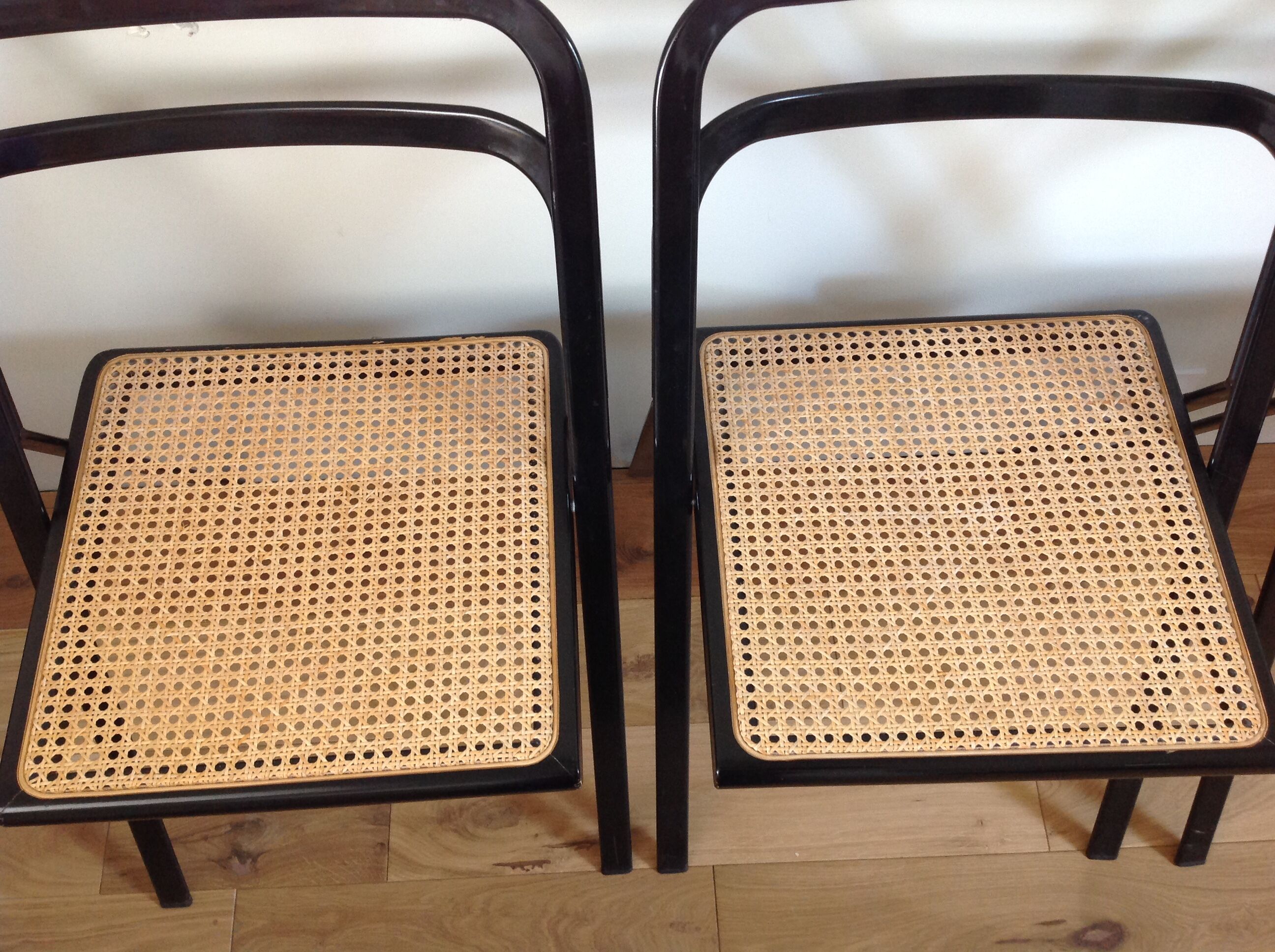 4 folding chairs cannage and black metal Cidue