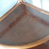 Corner shelf, corner unit, in wicker and wood