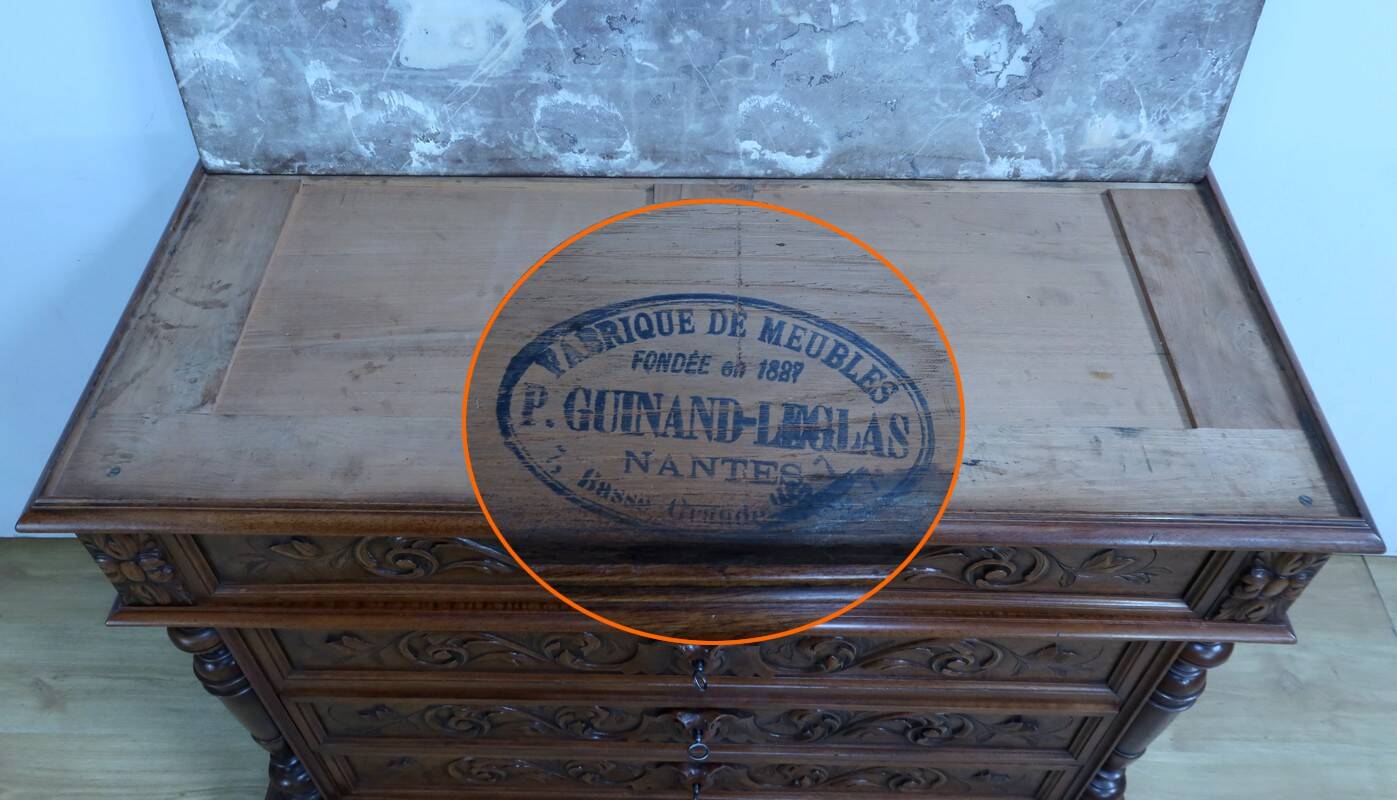 Walnut Commode by P. Guinand-Leglas, Renaissance style – 1920