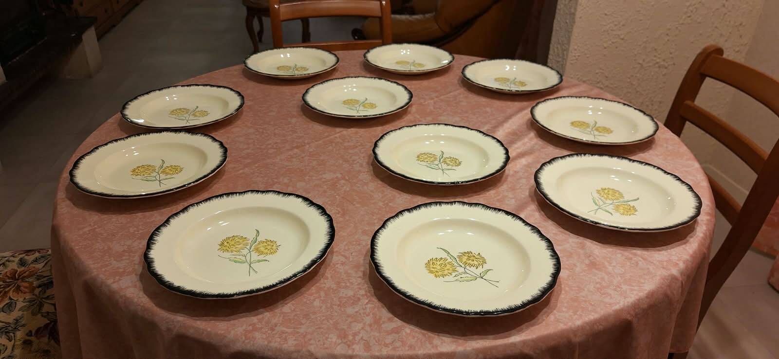 complete service in yellow earthenware Ainay Salin France