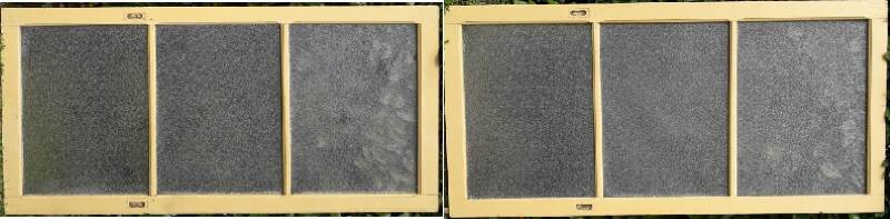 Pair of antique translucent glass sliding doors