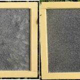 Pair of antique translucent glass sliding doors