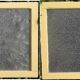 Pair of antique translucent glass sliding doors