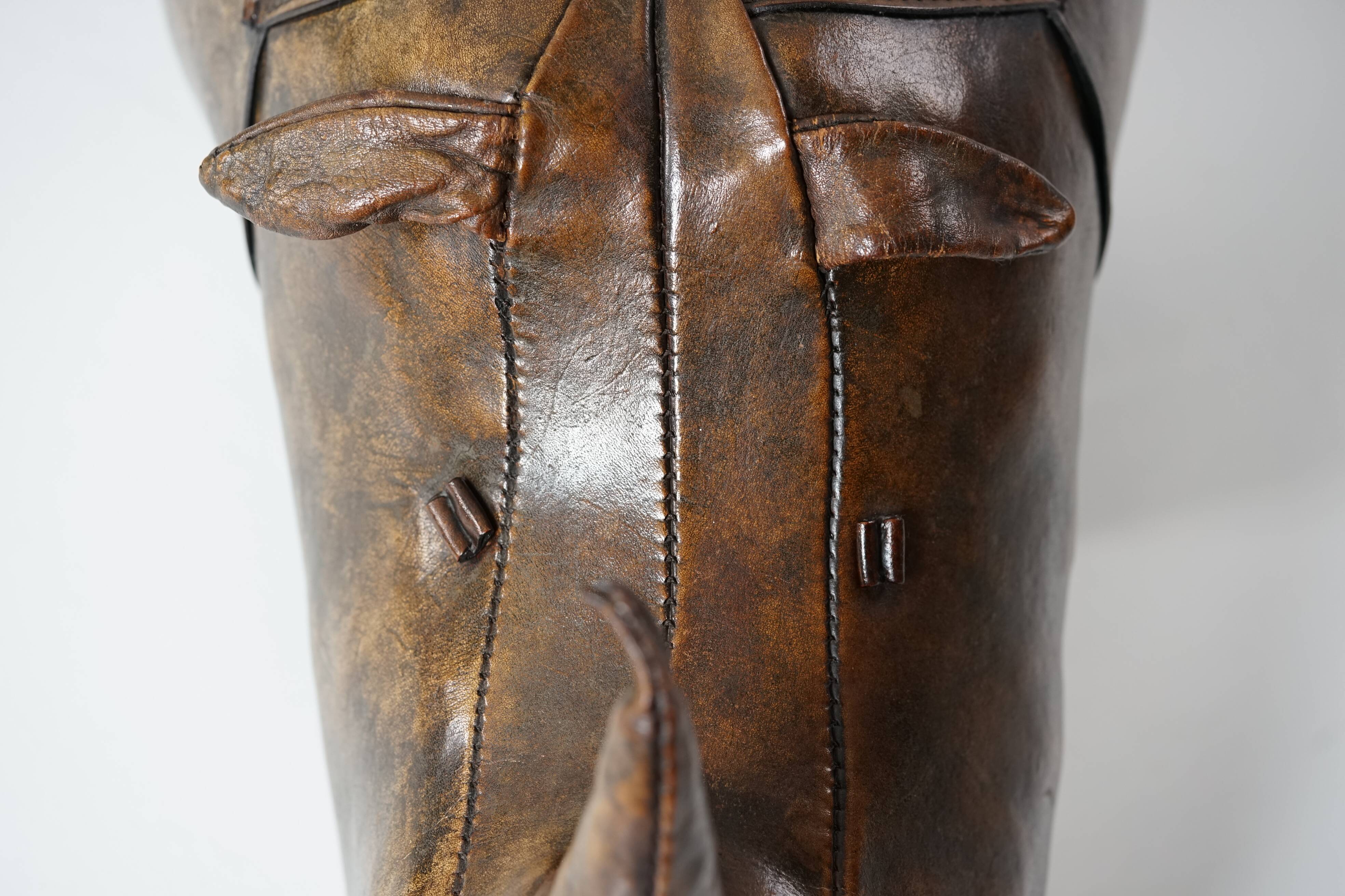 XL Rhinoceros Leather Footstool by Dimitri Omersa