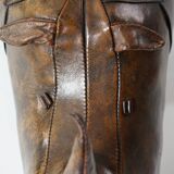 XL Rhinoceros Leather Footstool by Dimitri Omersa