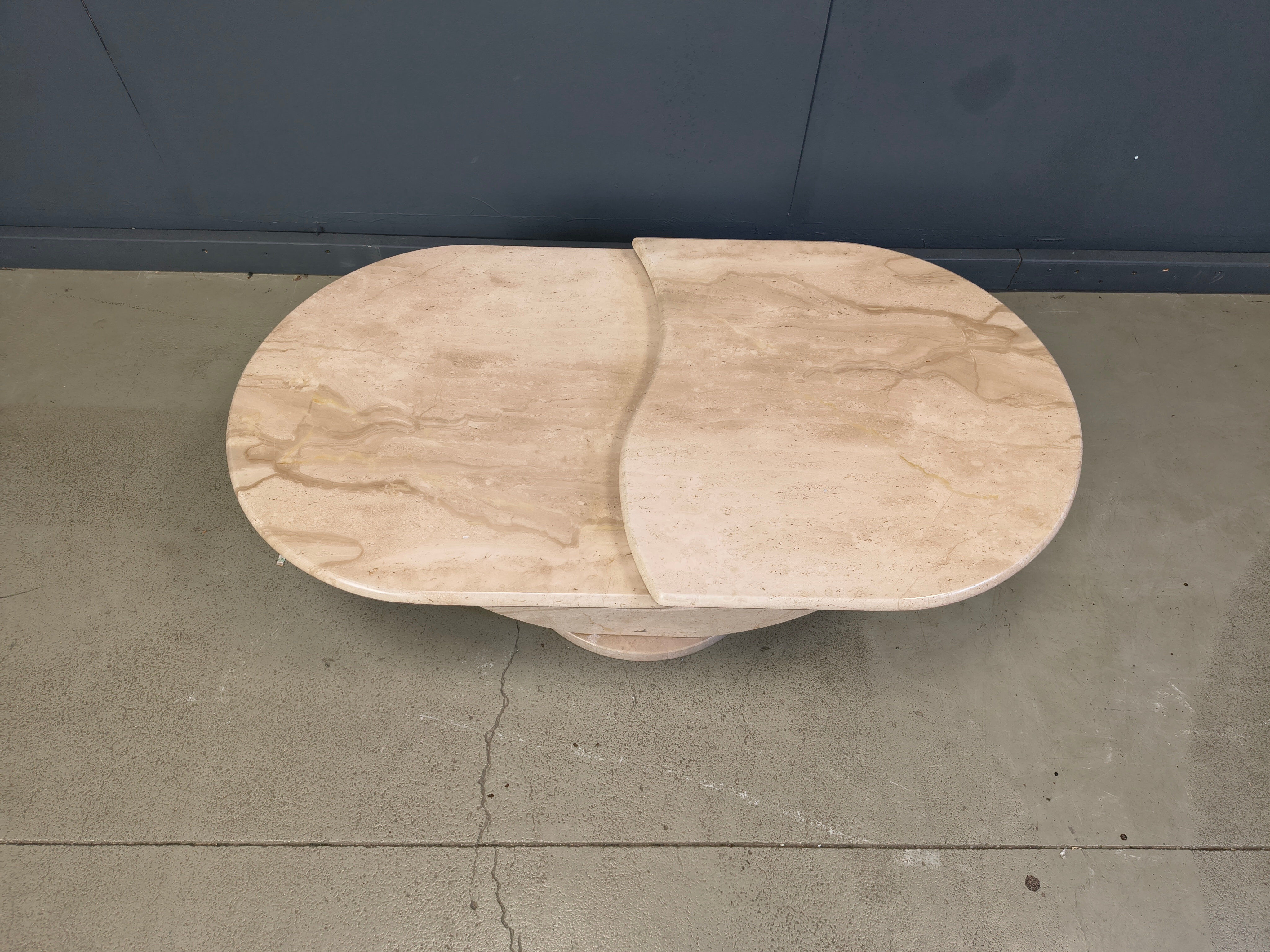 Vintage two tier travertine coffee table, 1970s