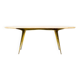 Carlo Di Carli elegant Italian coffee table with brass base and marble top, 1950