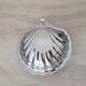 Shell butter dish in silver metal and its white glass cup