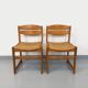 Pair of vintage sleigh chairs in beech wood and cane from the 70s