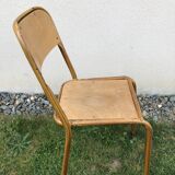 School chair brown vintage wood and metal painted wood way