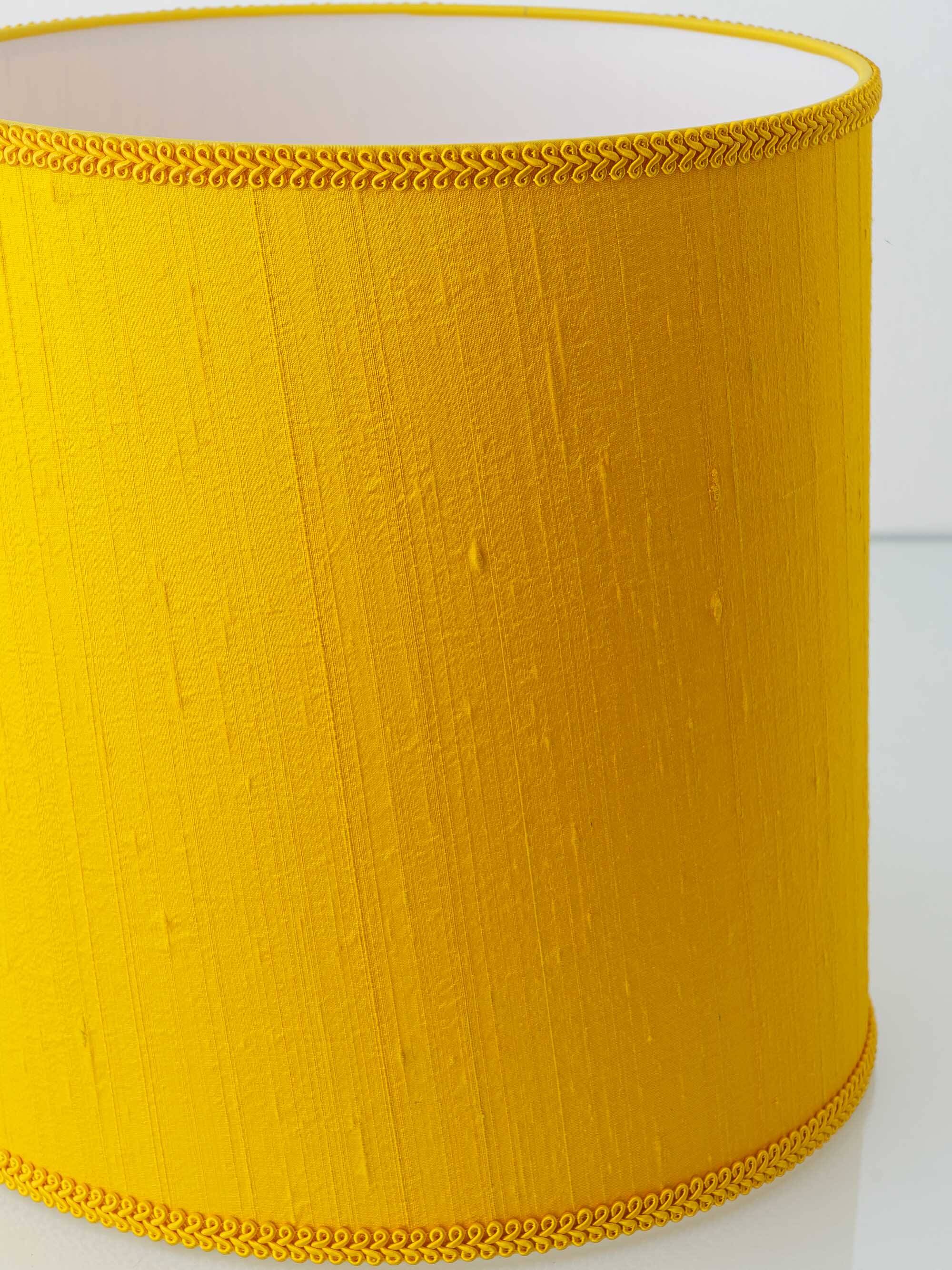 Spanish Moorish ceramic table lamp, new saffron silk shade.