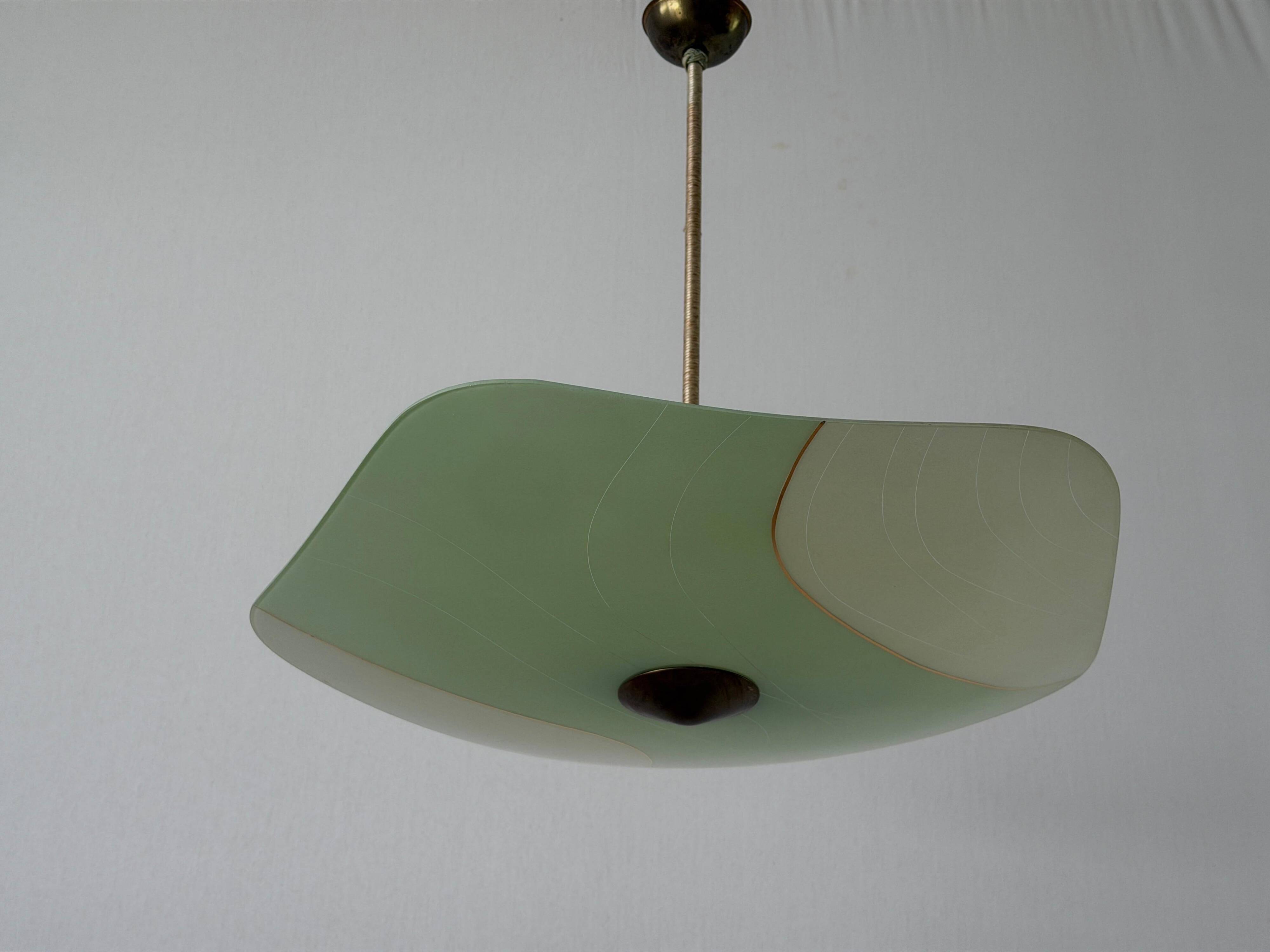 Art Deco pentagonal green glass ceiling light, 1940s, Germany