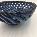 Basket, blue ceramic fruit basket
