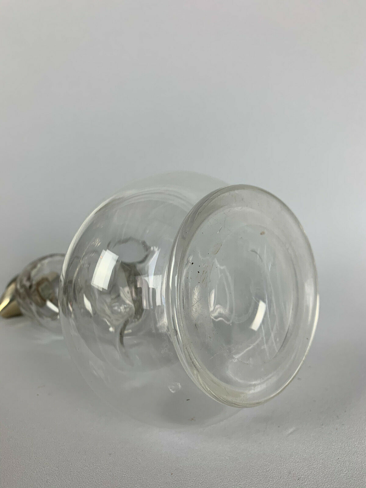 Blown glass carafe with silver frame