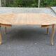Round extendable dining table Louis XV stripped in solid cherry wood 1960