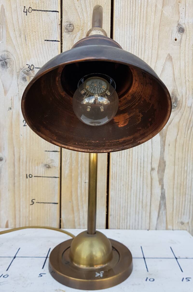 Antique English copper desk lamp