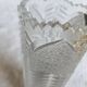 Antique cut crystal vase with a scalloped edge, decorated with palmettes.