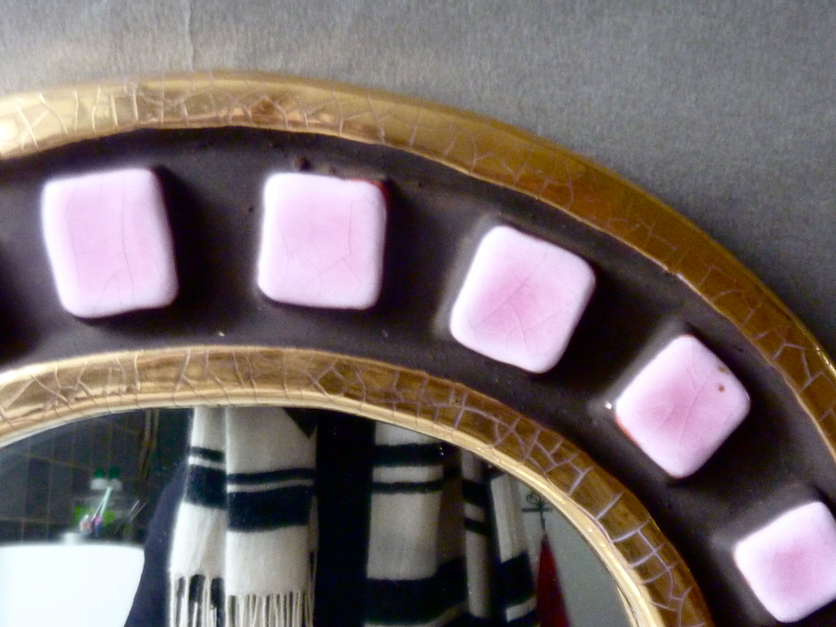 Mirror Francis Lembo, pink and gold in the 50-60 years 27x24cm