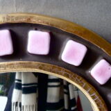 Mirror Francis Lembo, pink and gold in the 50-60 years 27x24cm