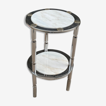 Side table in marble and chrome metal, Italy 1970s