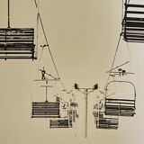 Photograph black and white silver print circa 1970 chairlift