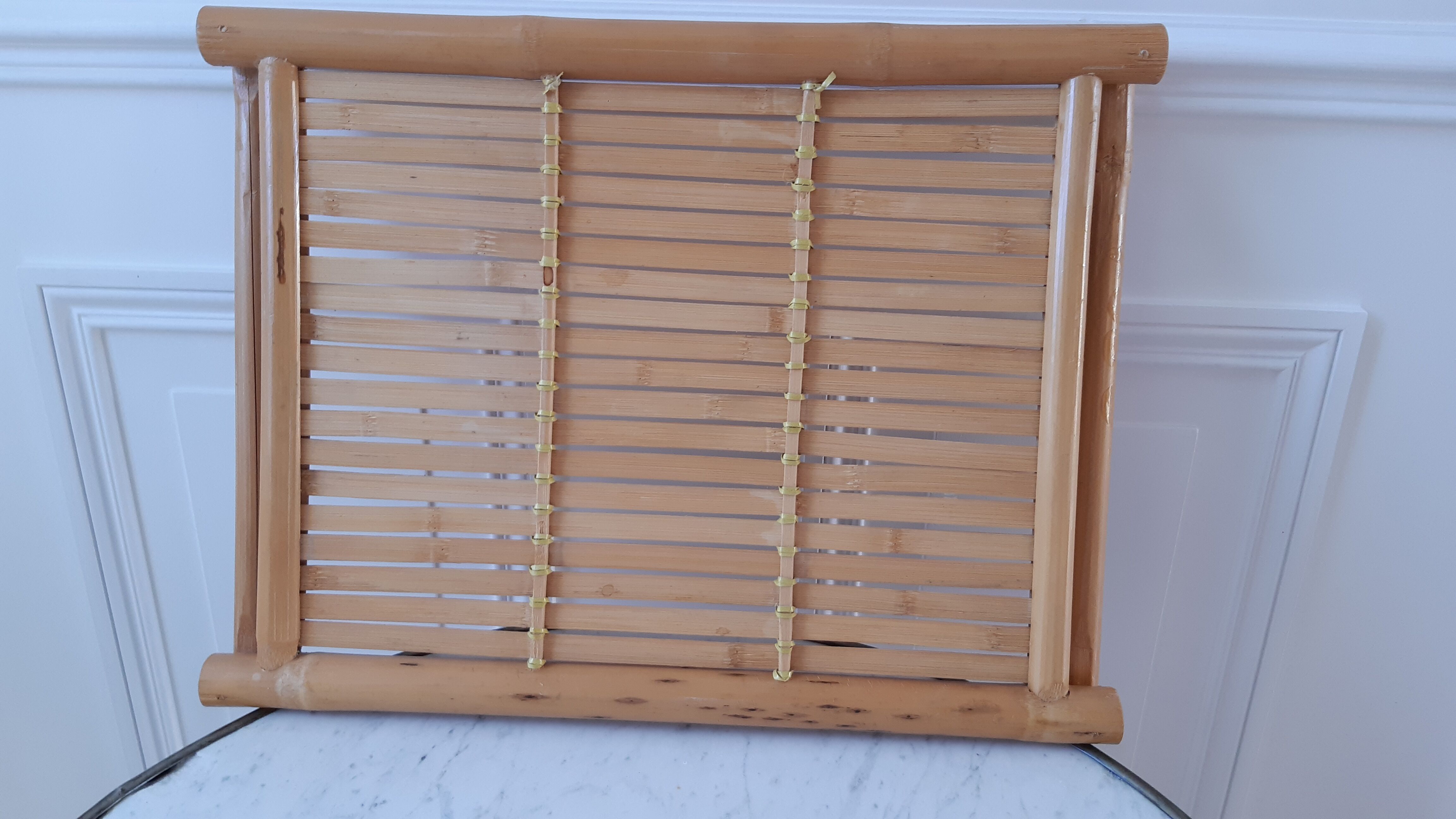 Large tray in bamboo and rattan 70s