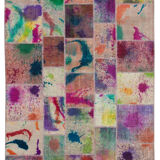 Tapis turc surteint fait à la main 203 cm x 297 cm tapis patchwork multicolore