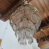 Lustre ancien à pampilles en cristal taillé époque Napoléon III