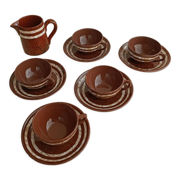 Set of 5 cups and 1 milk jug Mary Sarreguemines
