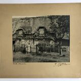 Georges lefebvre, old cottage, black and white photo, circa 1930. signed in ink