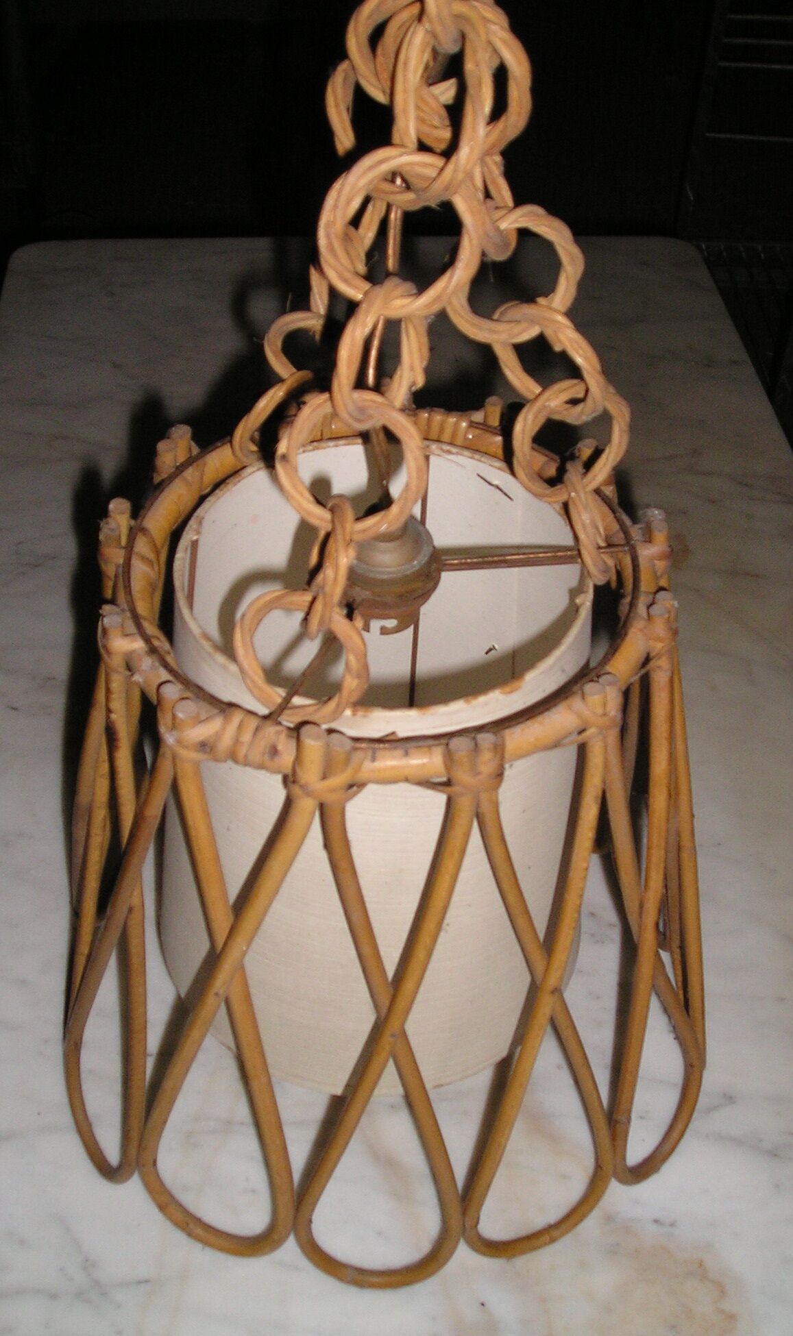 Chandelier hanging Wicker rattan of the years 60/70