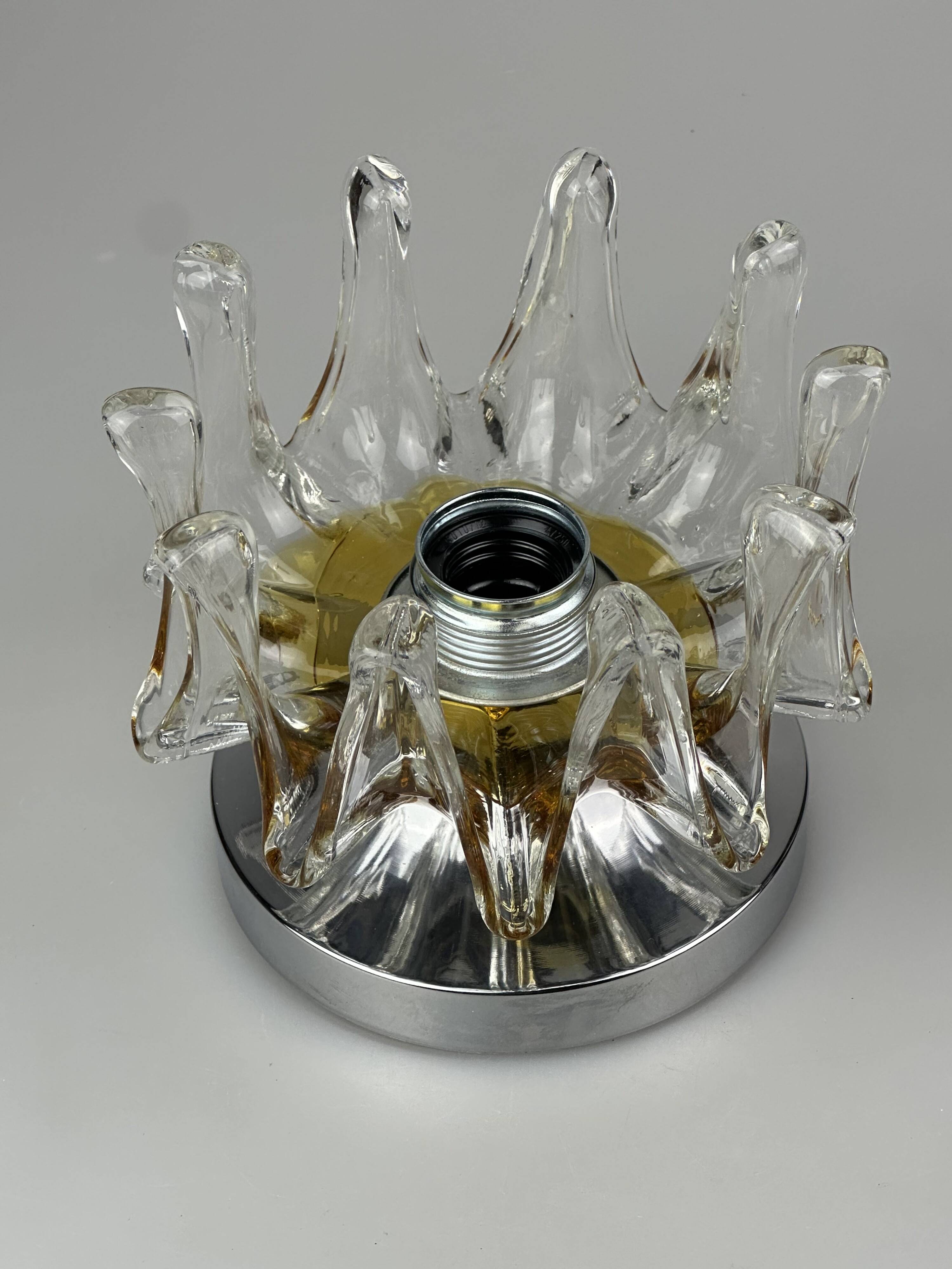 60s 70s wall lamp Wall Sconce made of metal & Murano glass Space Age design