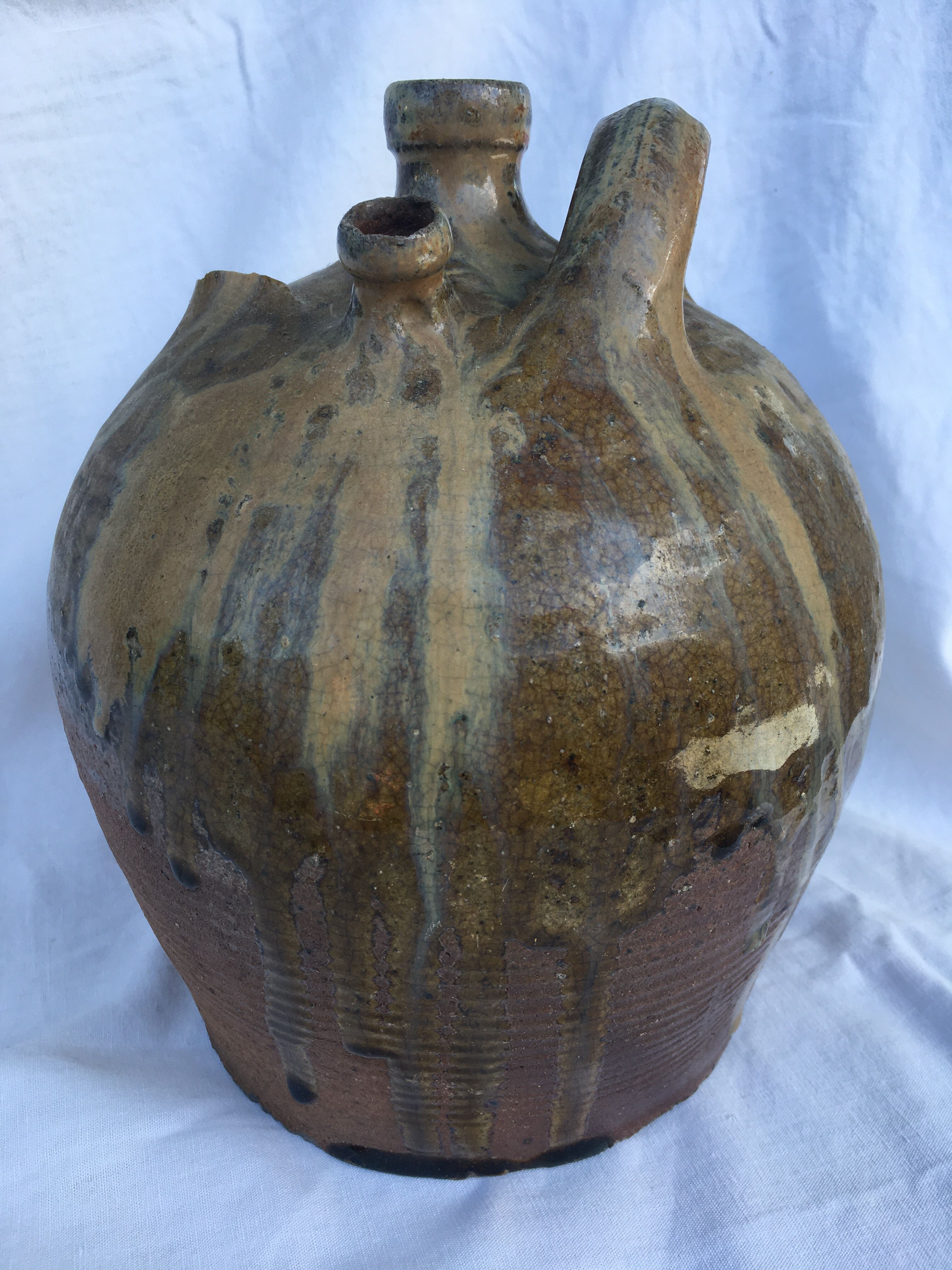 Oil jar in glazed stoneware