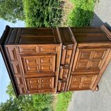 Meuble cabinet louis xiii double corps armoire renaissance ancien