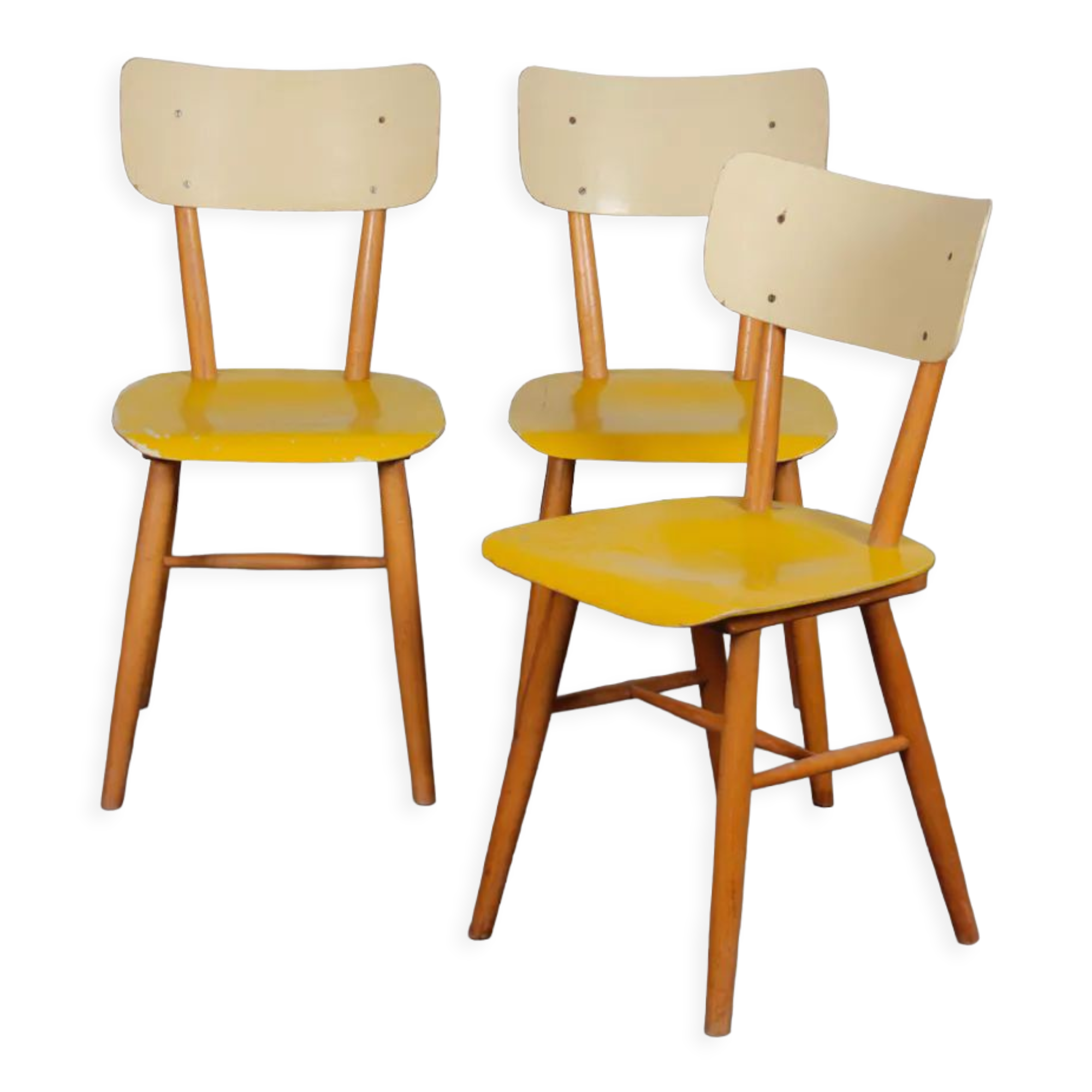Suite of 3 chairs produced by Ton in the 1960s