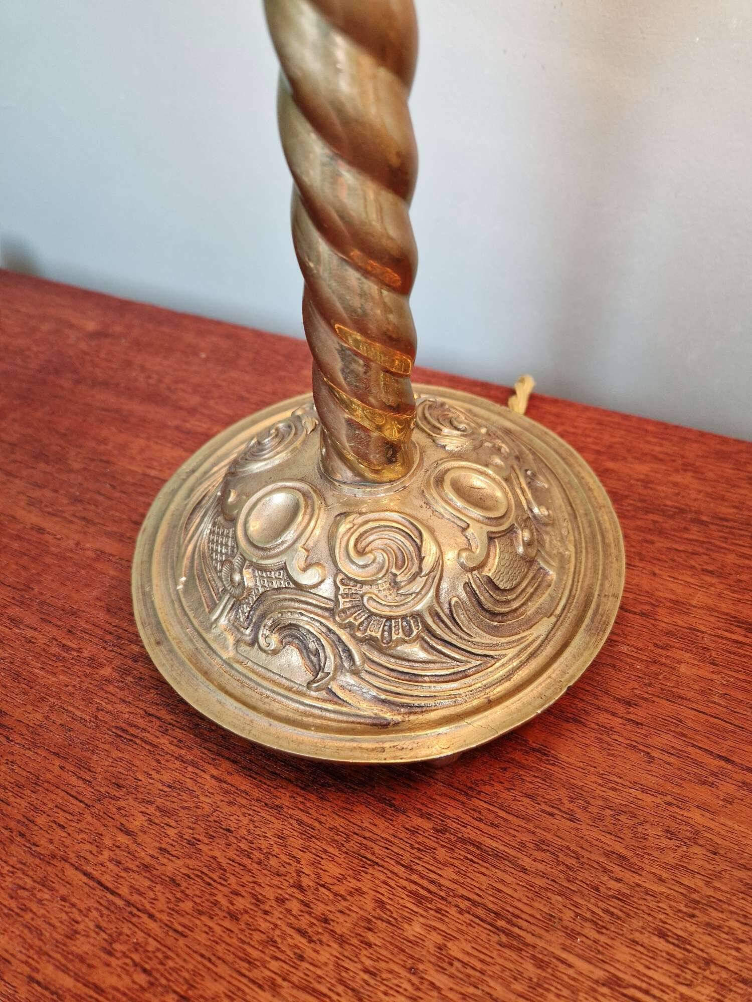 Pair of bronze and brass table lamps, early 20th century