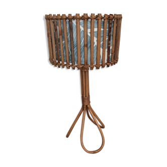 Lampe à poser en rotin années 60