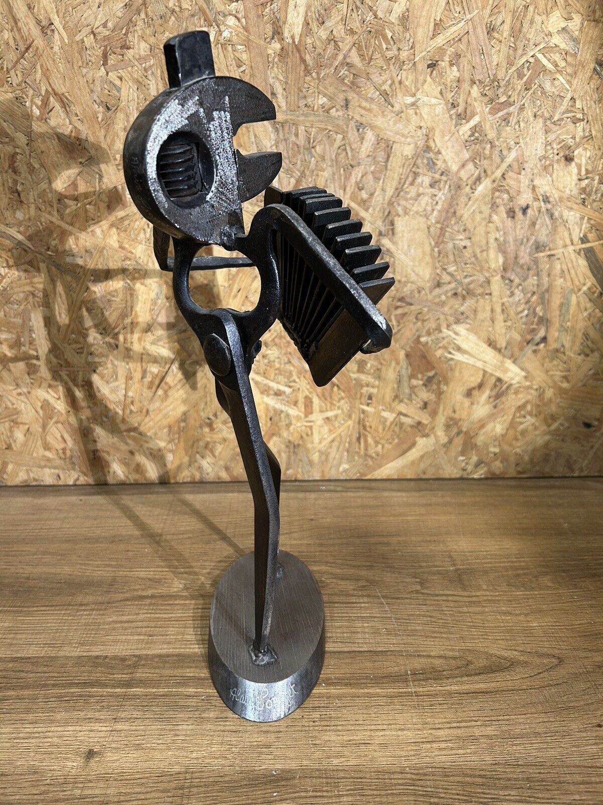 Alain Longet (1950- ), metal sculpture, turnkey accordionist, art XXth