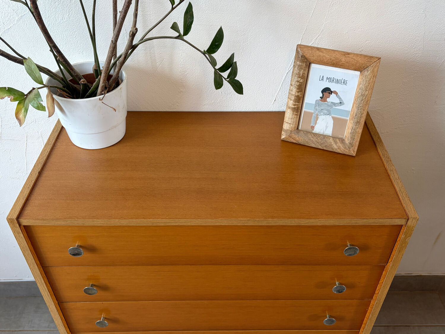 Vintage oak commode from the 1960s.