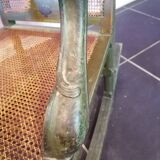 19th century Japanese rocking chair, green lacquer and canework