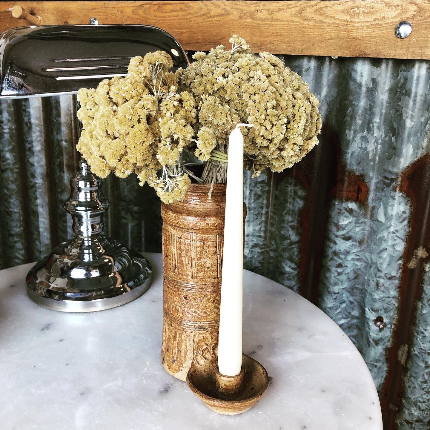 Stoneware candle holder vase