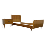 Single Bed and Nightstand attributed to Gio Ponti, 1940s, Set of 2