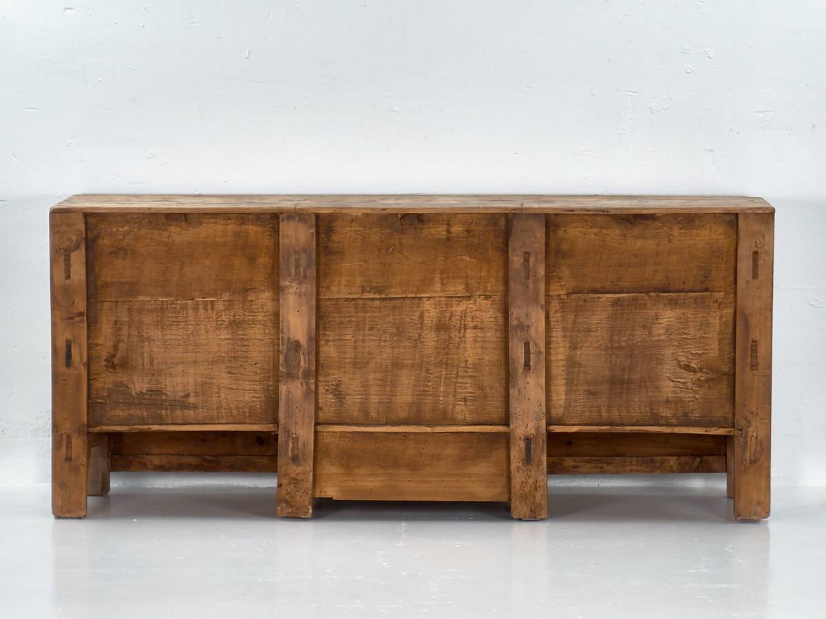 Antique three-door pine wood sideboard (circa 1920)