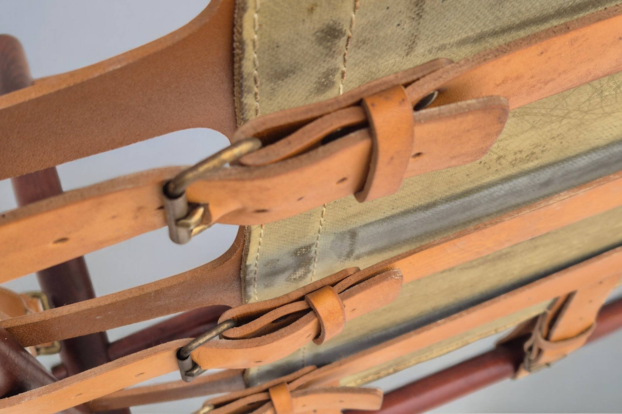 1960s, Scandinavian design by Arne Norell, sofa, model "Kontiki", original condition, leather, beech.