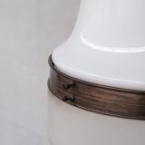 Antique two tone glass and copper pendant light