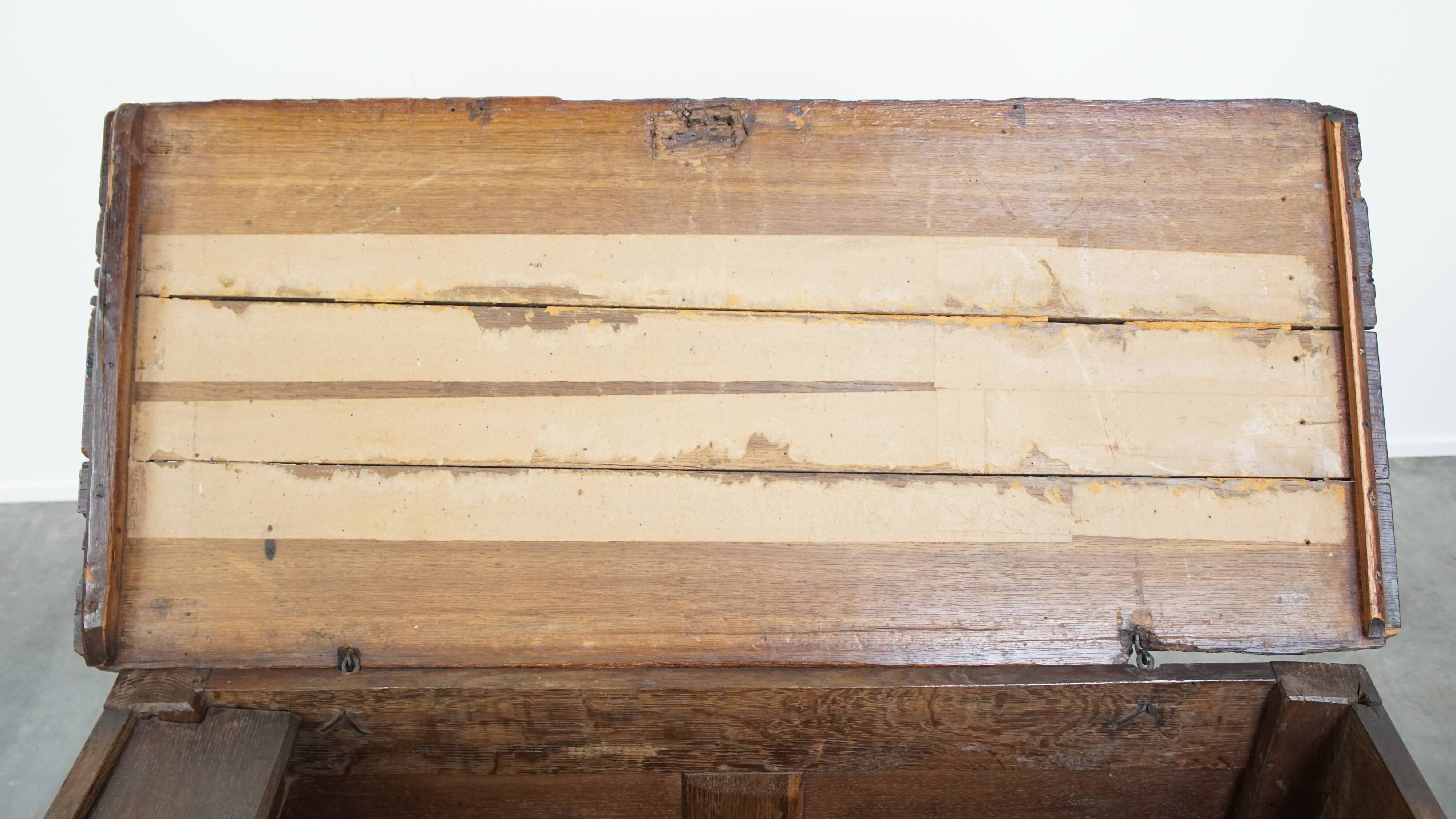 Antique 17th-century English oak chest
