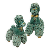 Lot of 2 royal poodles in 1960s spaghetti ceramic
