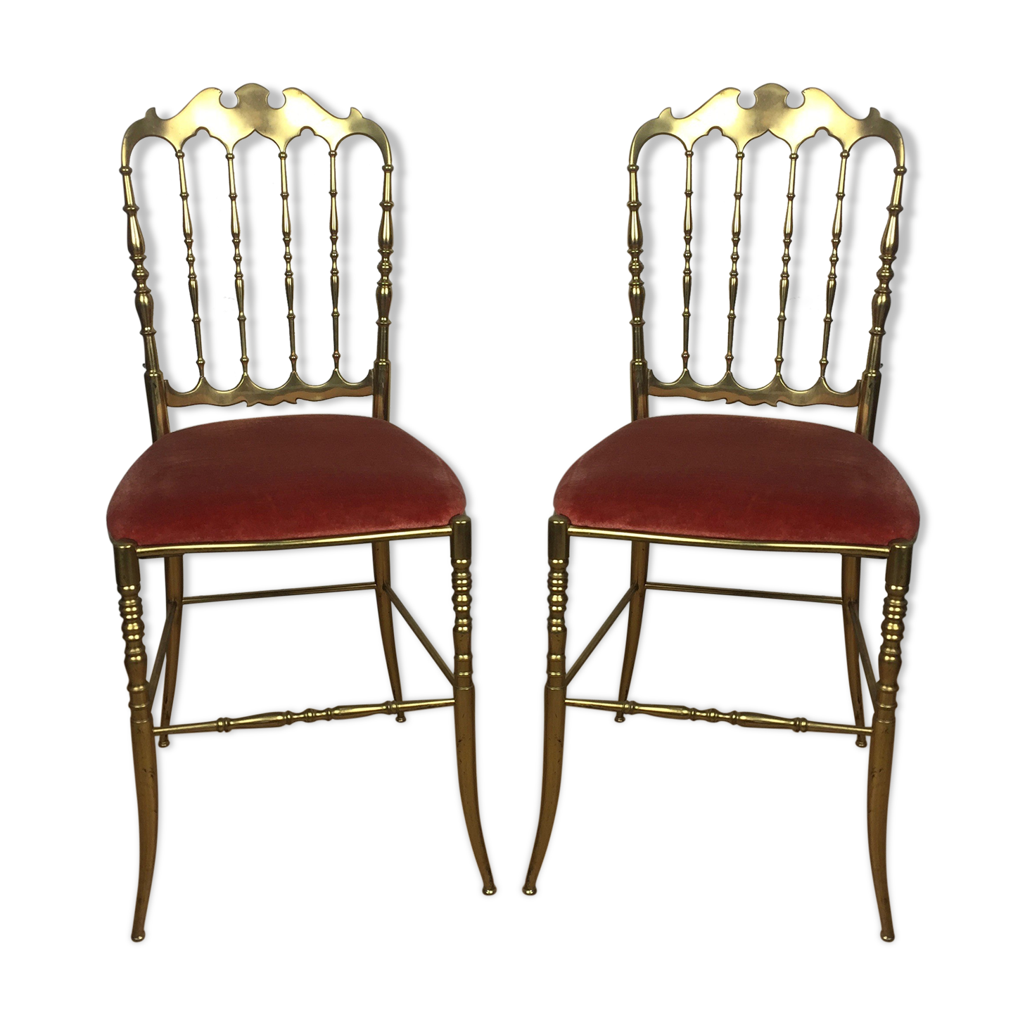 Pair of brass chairs "Chiavari"